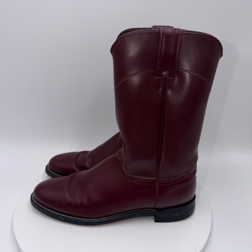 Justin Diamond Womens Burgundy Leather Western Roper Boots 3068 Size 7.5 B